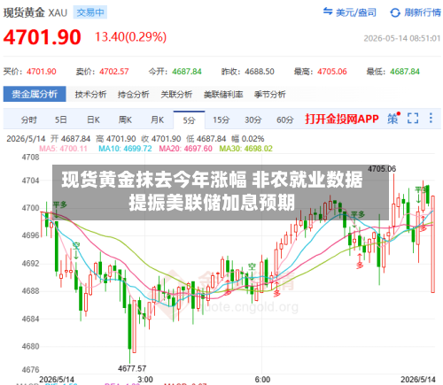 现货黄金抹去今年涨幅 非农就业数据提振美联储加息预期